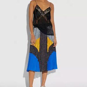 COACH Black Lace Cami Tank Top Embellished Sheer Nude Dainty Sleeveless Luxe Med